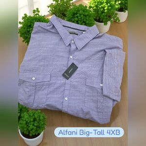 New ALFANI lilac button down shirt Men Big-Tall 4XB